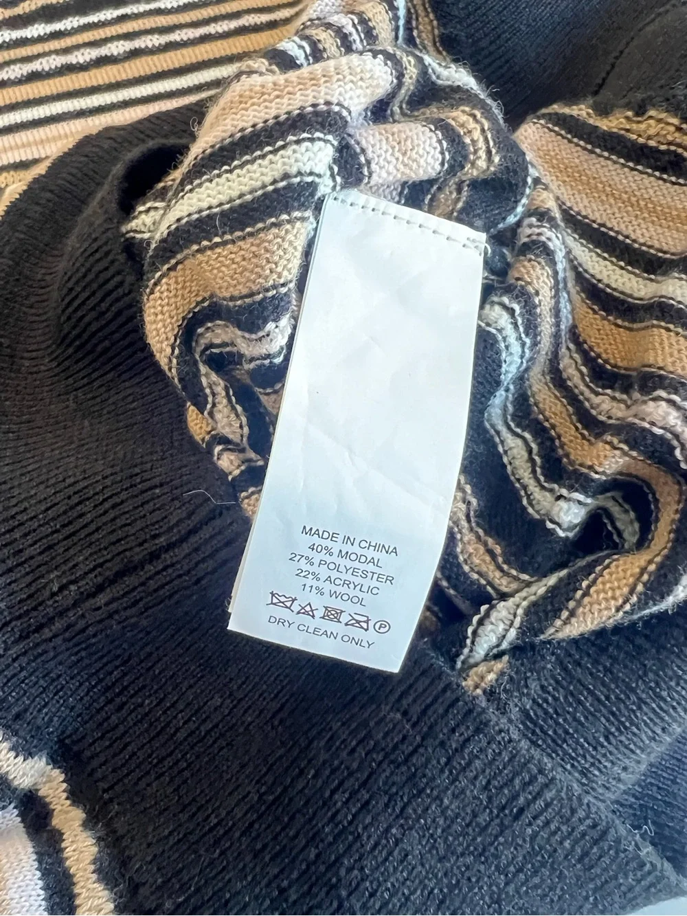 kate spade Black and Beige Striped Crewneck Sweater
